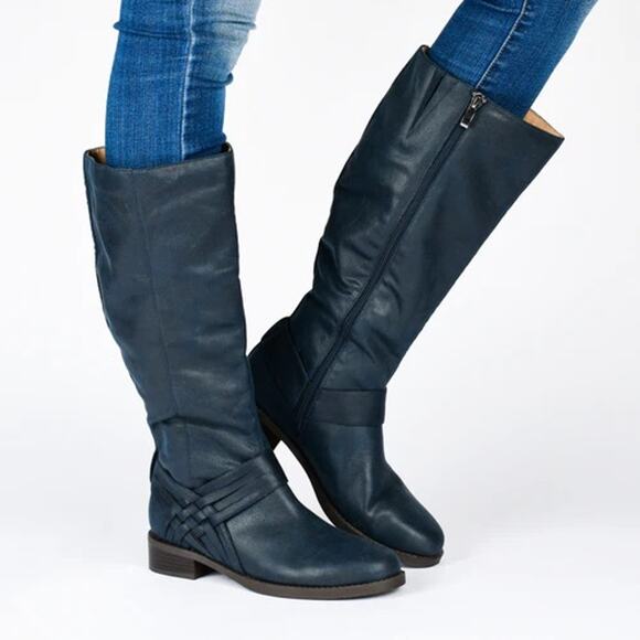 Journee Collection Womens Meg Knee High Boots Size 8.5 Black Western NWOB - Picture 1 of 12